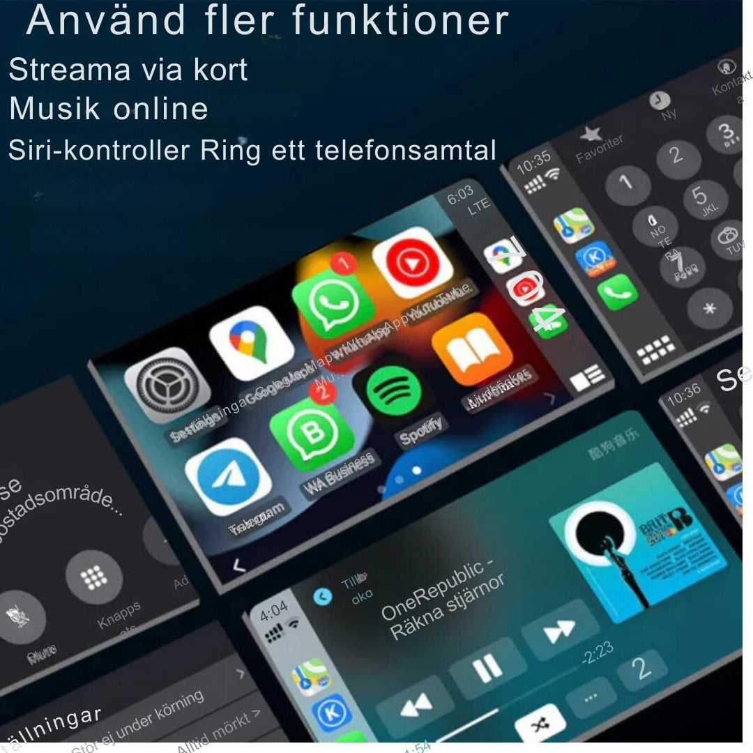 EasyDrive Wireless  |  Trådlös Apple CarPlay & Android Auto | USB & USB-C