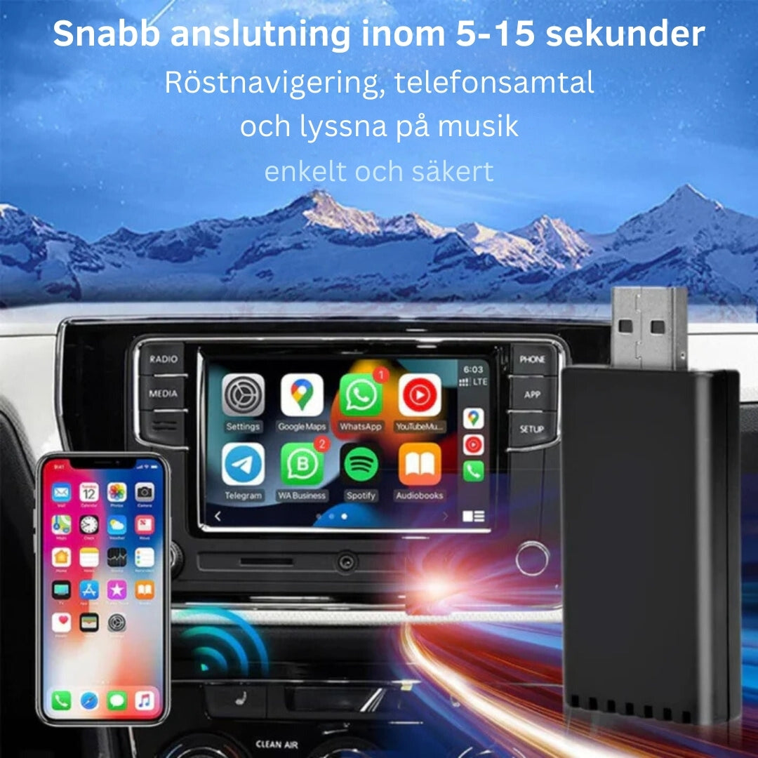 EasyDrive Wireless  |  Trådlös Apple CarPlay & Android Auto | USB & USB-C